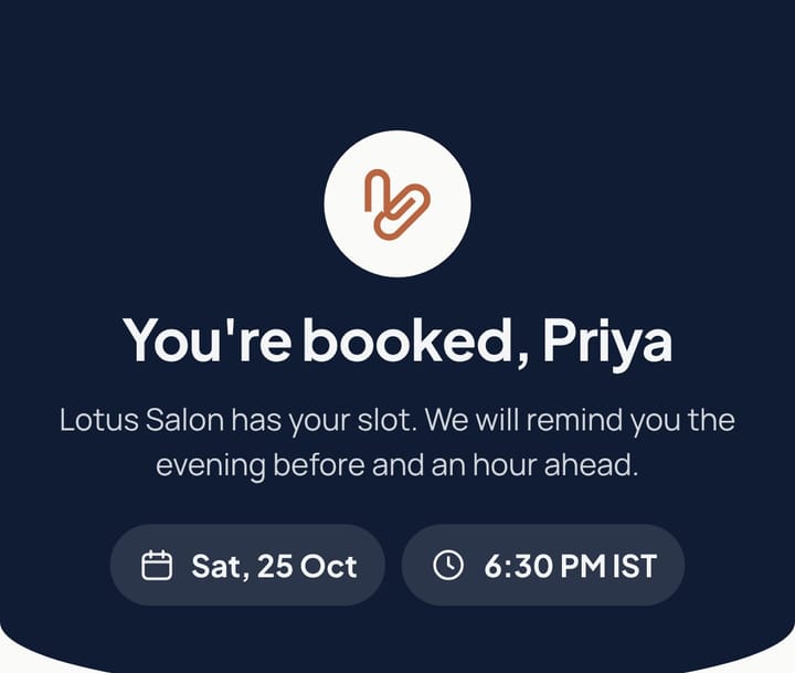 Booking confirmed