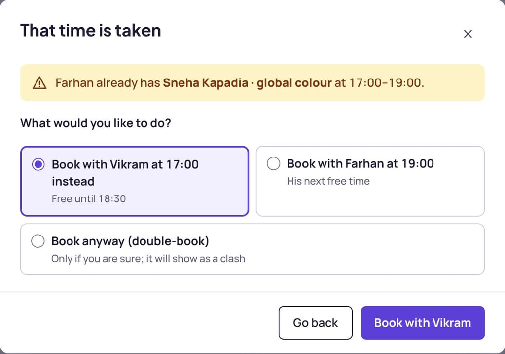 A clash warning with free alternatives