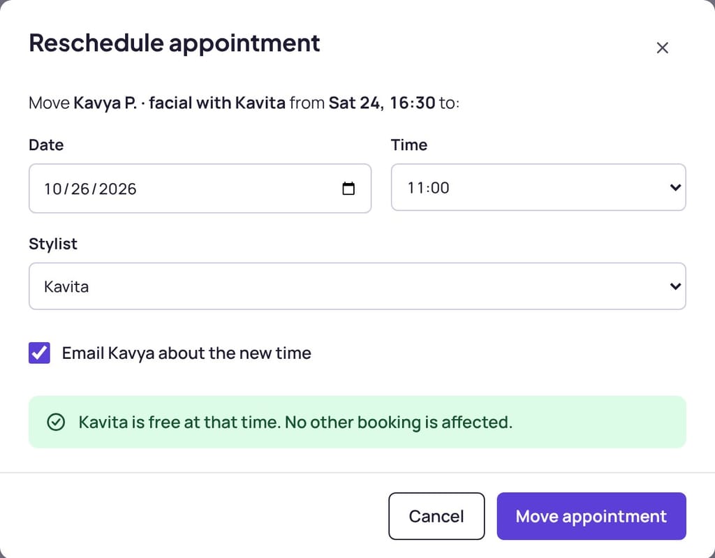 Rescheduling an appointment