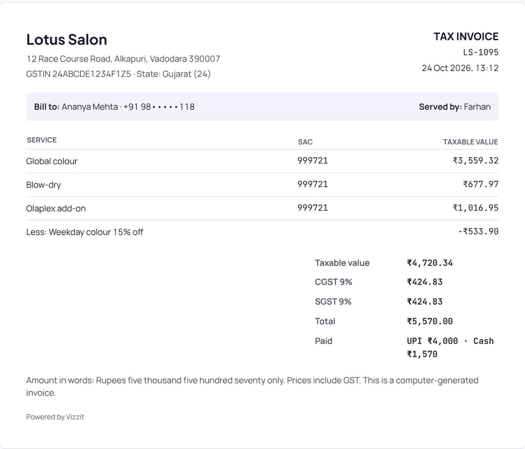 A GST tax invoice