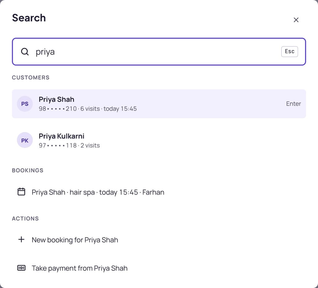 Search for a customer by name