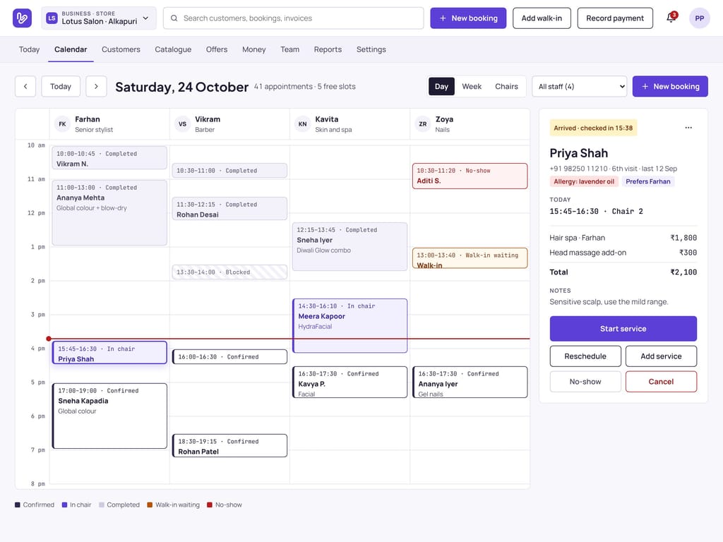 Vizzit calendar on an iPad held sideways